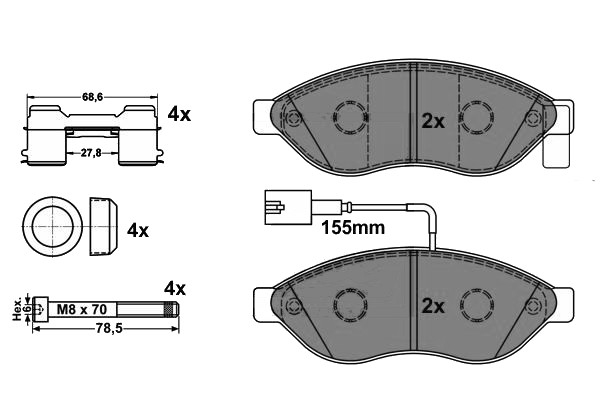 Plaquettes de frein avant Jumper / Boxer 1200/1400 (2.2HDi/3.0HDi)