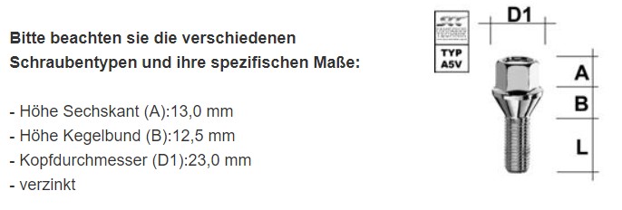 Radschraube M14x1.5 Kegel 60° SW-17 L-40 silber