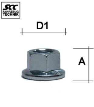 Dado della ruota M14x1.5 Testa piatta SW-19 L-17 argento