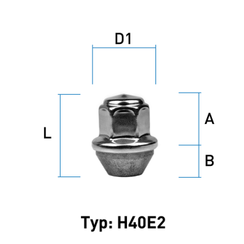 Dado della ruota M14x1.5 Cono 60° SW-21 L-33 argento
