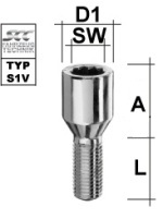 Boulon de roue M12x1.25 Cône 60° SW-Étoile L-28 galvanisé