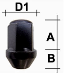 Lug nut closed M12x1.25 Conical 60° SW--19 L--34 black