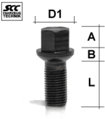 Boulon de roue M14x1.5 Sphérique R13 SW-17 L-47 noir