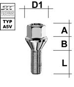 Boulon de roue M14x1.25 Cône 60° SW-17 L-33 argent