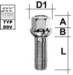 Bullone della ruota M14x1.5 Sferico R13 SW-17 L-43 argento