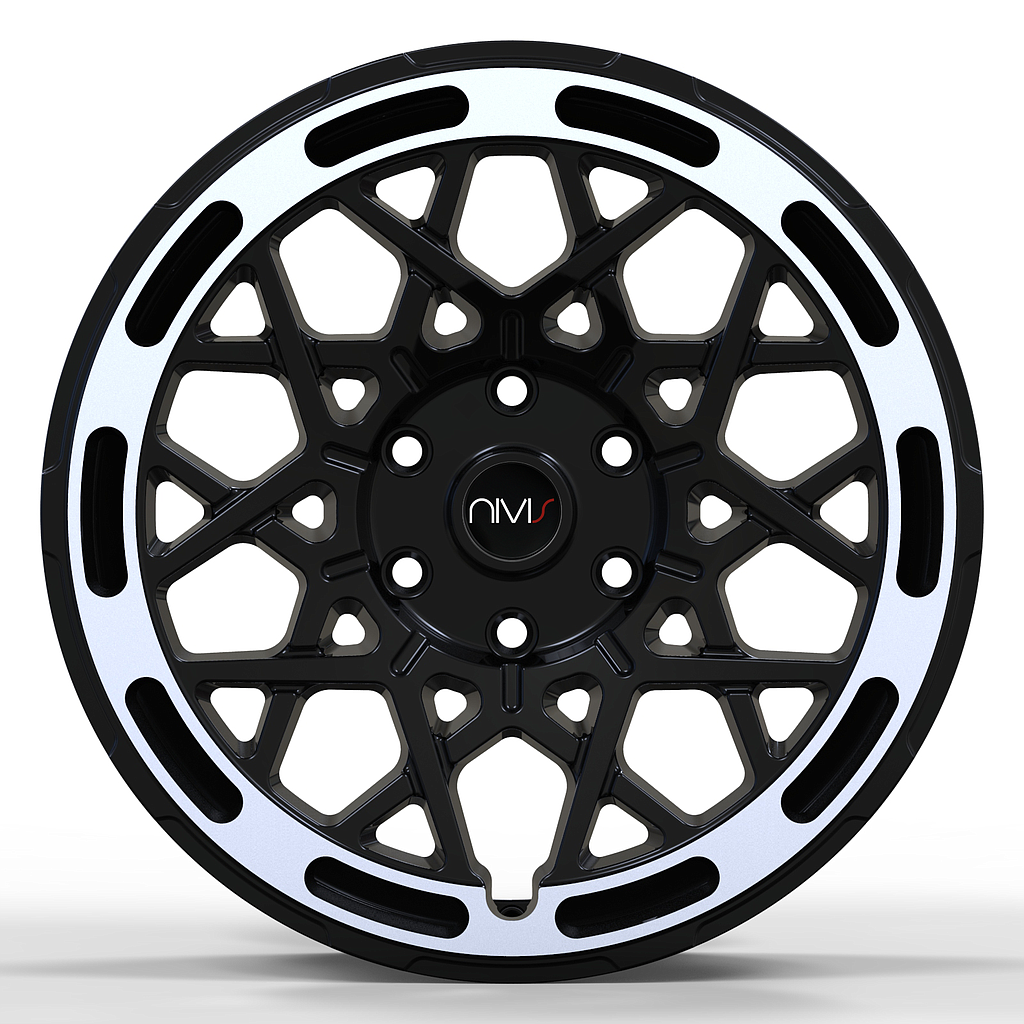Nivis Velora 8.5x20 ET35 6x120 74.6 Gloss Black Machined Lip