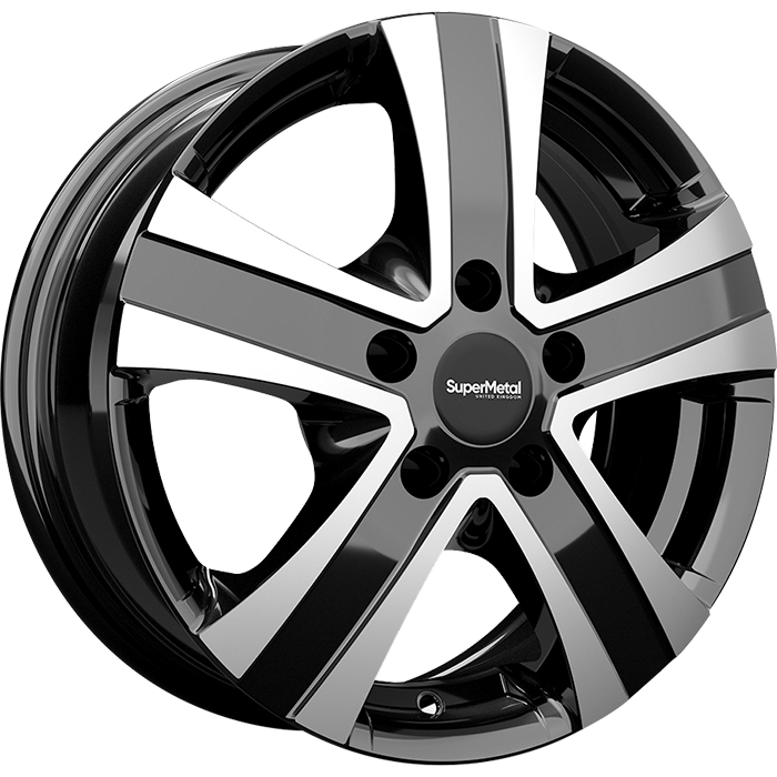 SuperMetal HAMMER Gloss Black Polished 6.5x16 ET60 5x120 65.1