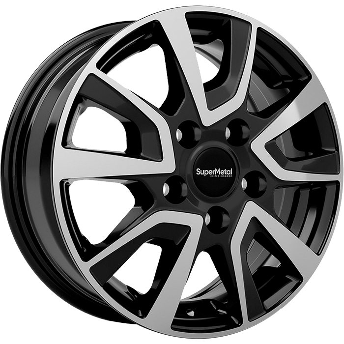 SuperMetal VAULT Gloss Black Polished 6.0x16 ET68 5x118 71.1