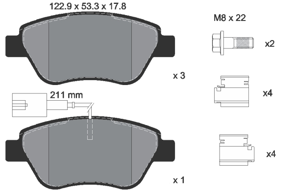 Plaquettes de frein Nemo / Bipper (1.4i/1.4HDi) avant