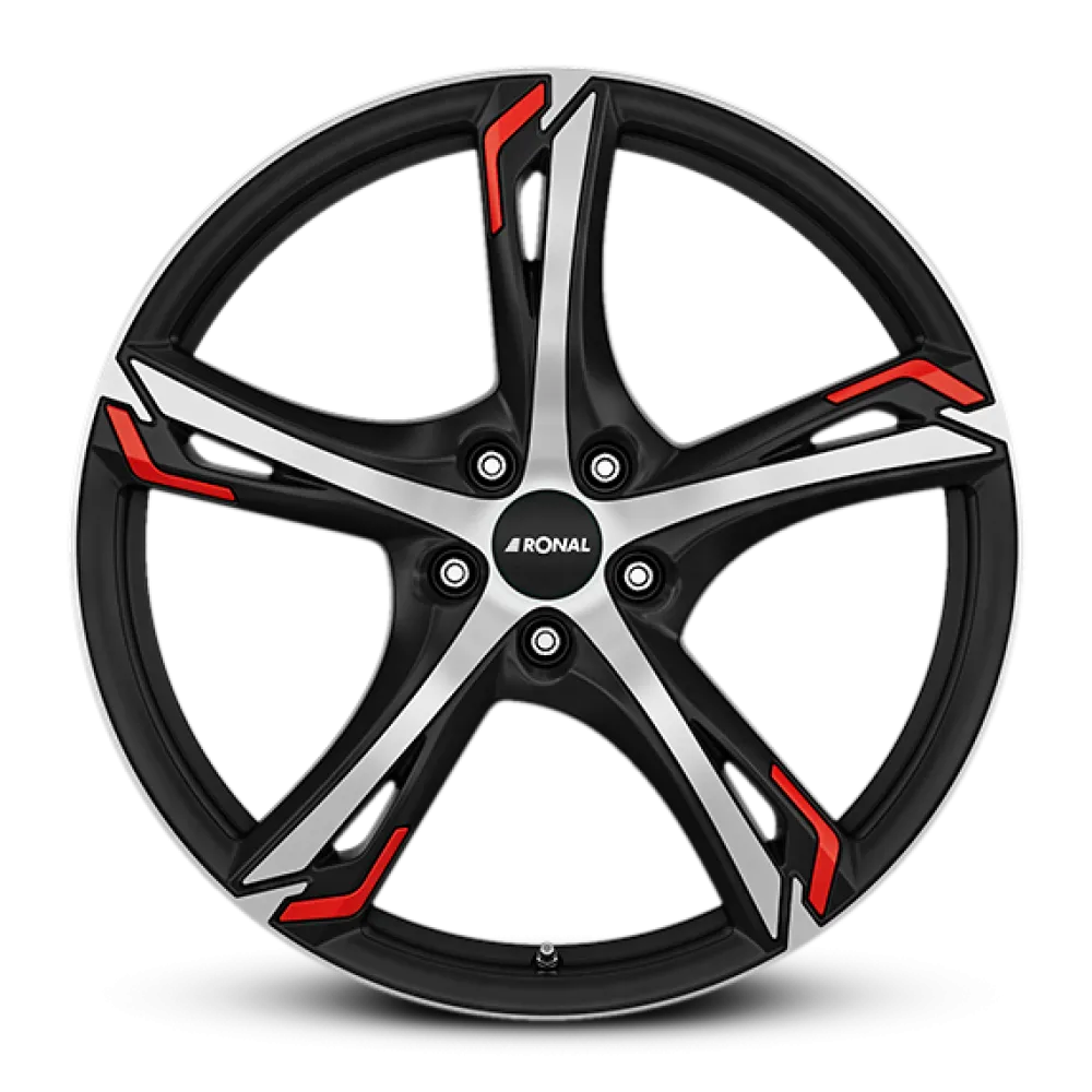 RONAL R62 Red JET BLACK-MATT-FRONT CUT 7.5x18 ET50 5x108 76.0