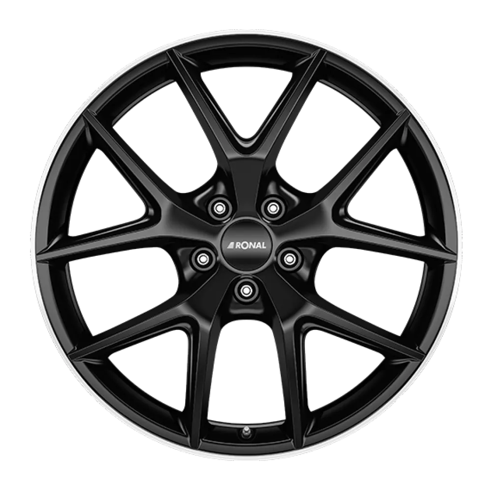 RONAL R75 JET BLACK-MATT-RIM LIP CUT 8.0x18 ET52 5x108 76.0 EAB