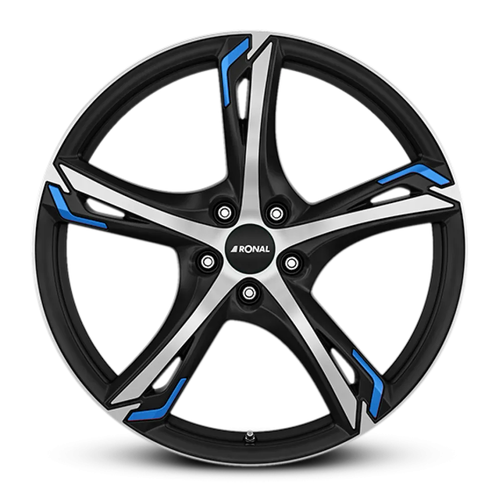 RONAL R62 Blue JET BLACK-MATT-FRONT CUT 7.5x17 ET45 5x112 76.0