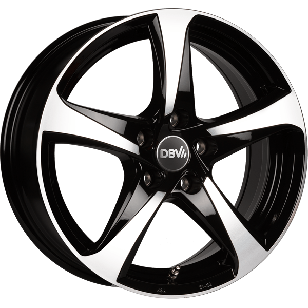 DBV 5SP 001 schwarz glänzend, front poliert 6.0x15 ET48 5x112 74.1