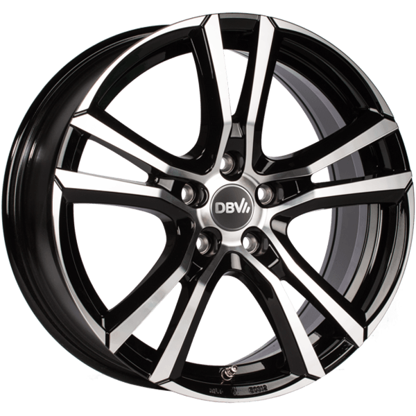 DBV Andorra schwarz glänzend, front poliert 8.0x19 ET45 5x114.3 74.1