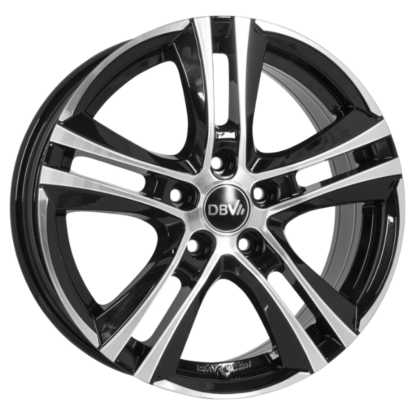 DBV Andorra II schwarz glänzend, front poliert 8.0x19 ET42 5x108 70.1