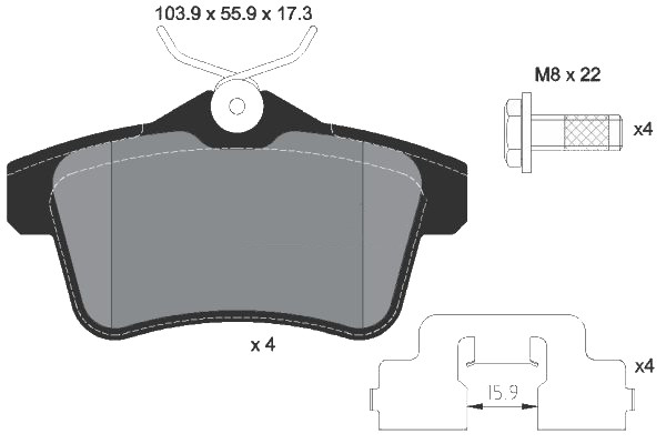 Bremsbeläge hinten C4II/DS4/DS5/3008/308/5008/508
