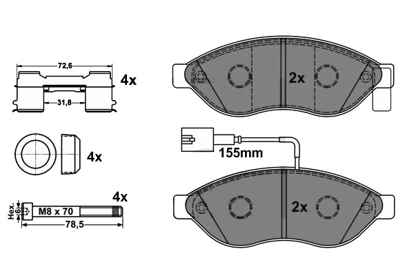 Plaquettes de frein avant Jumper / Boxer 2014-