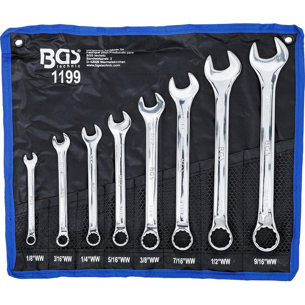 Maul-Ringschlüssel-Satz | Zollgrössen | SW 1/8" - 9/16" Withworth | 8-tlg.