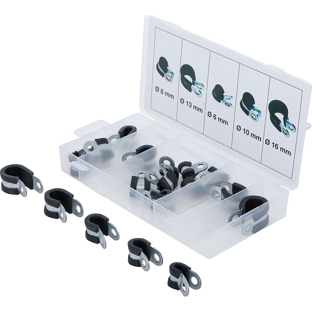 Gummierte Schlauchklemmen-Sortiment | Ø 6 - 16 mm | 18-tlg.