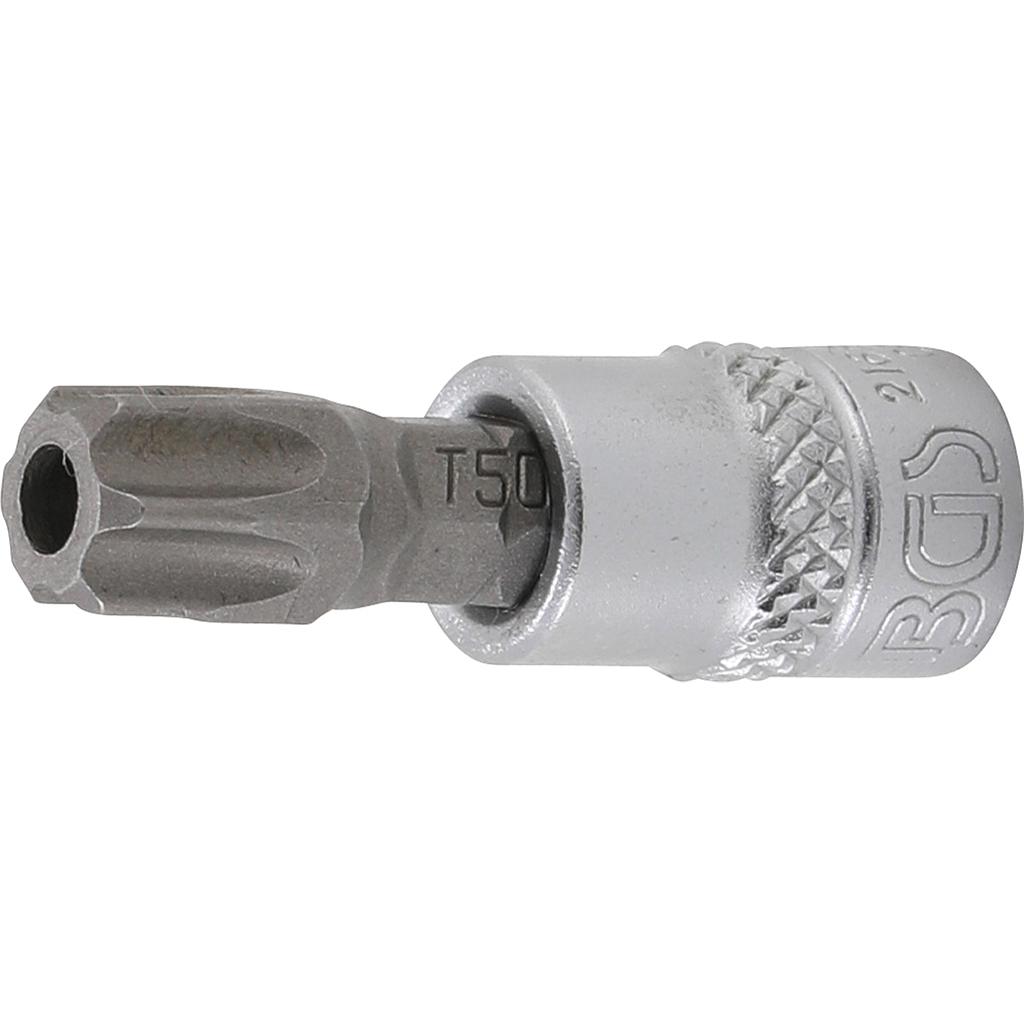 Bit-Einsatz | Antrieb Innenvierkant 6,3 mm (1/4") | T-Profil (für Torx) mit Bohrung T50