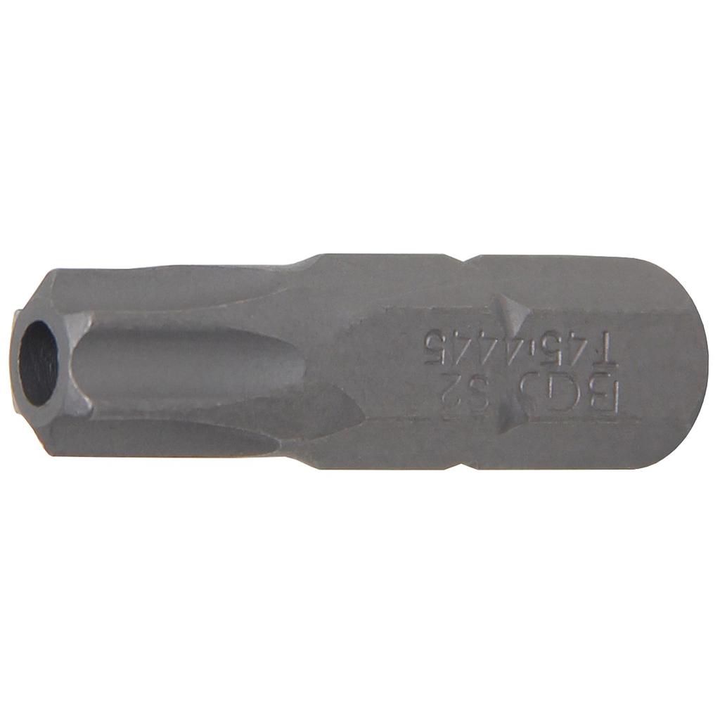 Bit | Länge 30 mm | Antrieb Aussensechskant 8 mm (5/16&quot;) | T-Profil (für Torx) mit Bohrung T45