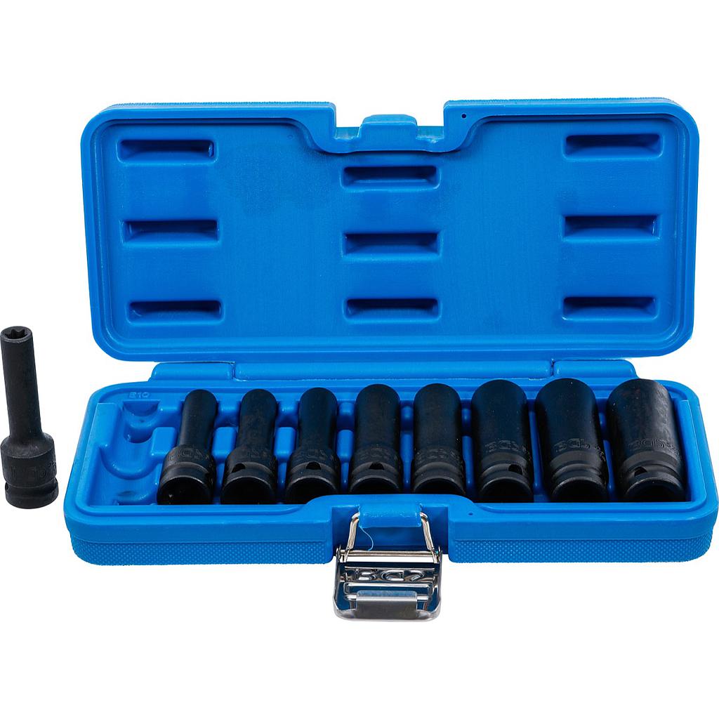 Kraft-Steckschlüssel-Einsatz-Satz E-Profil, tief | Antrieb Innenvierkant 12,5 mm (1/2&quot;) | SW E10 - E24 | 9-tlg.