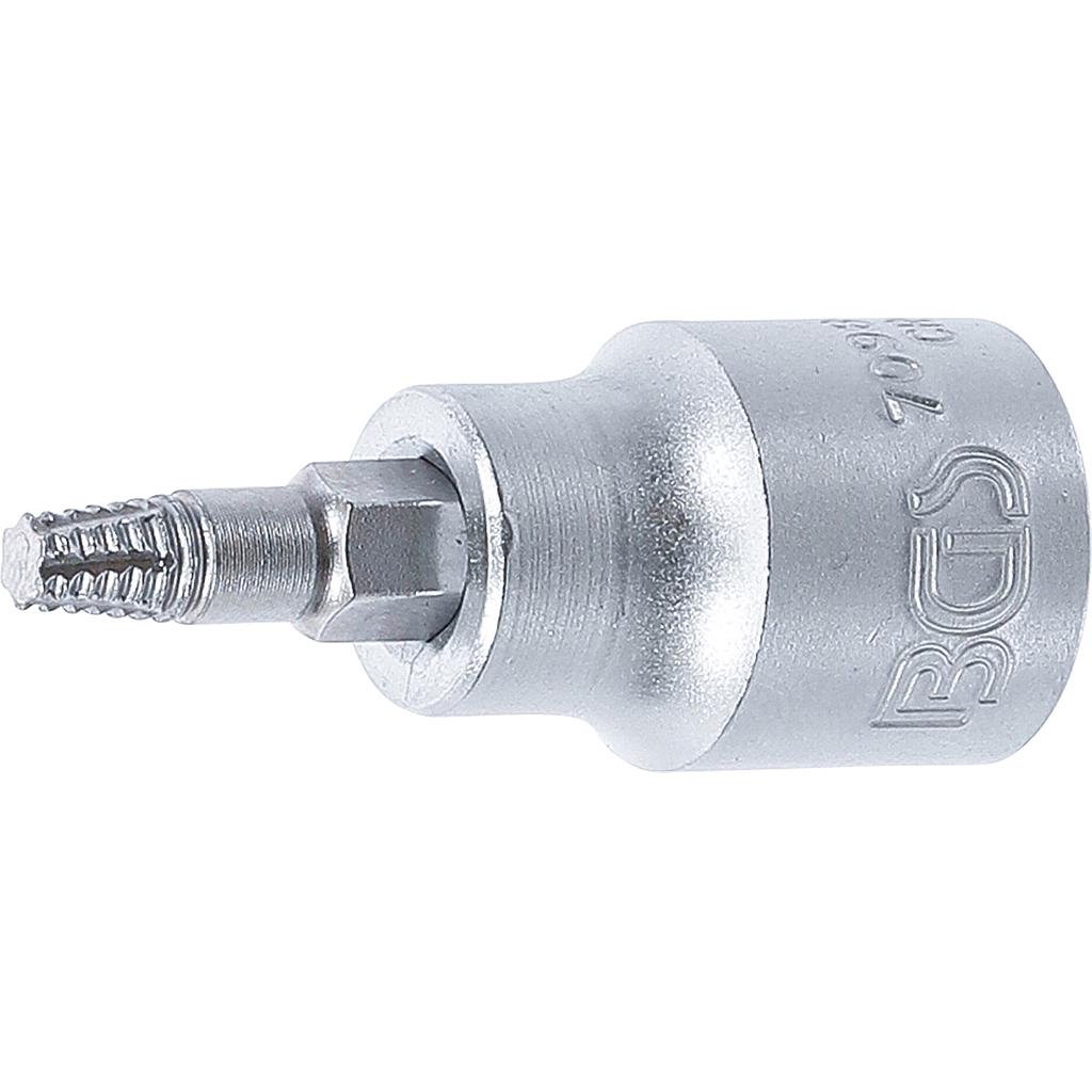 Schraubenausdreher-Bit-Einsatz | Antrieb Innenvierkant 10 mm (3/8") | für defektes T-Profil (für Torx) T25