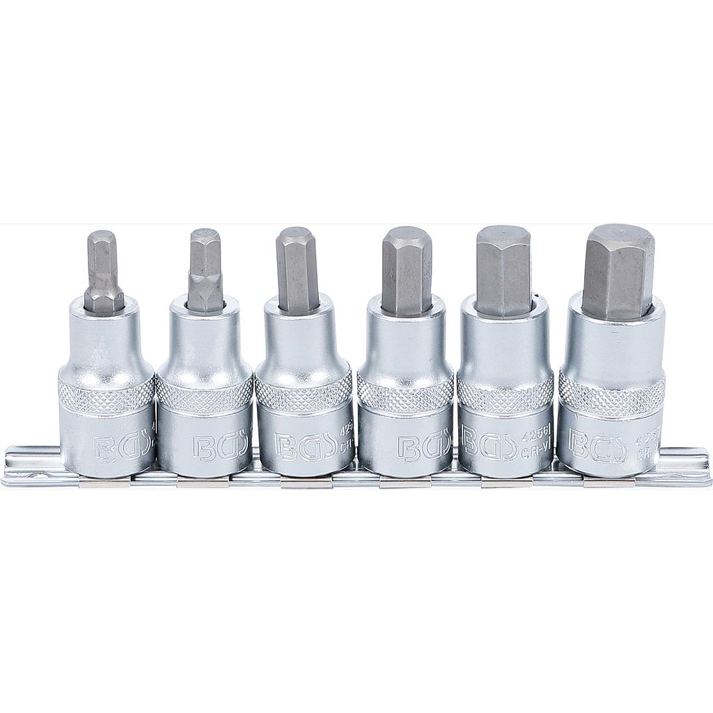 Bit-Einsatz-Satz | Antrieb Innenvierkant 12,5 mm (1/2&quot;) | Innensechskant 6 - 14 mm | 6-tlg.