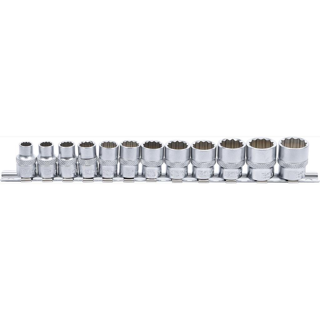 Steckschlüssel-Einsatz-Satz, Zwölfkant | Antrieb Innenvierkant 10 mm (3/8&quot;) | SW 8 - 19 mm | 12-tlg.