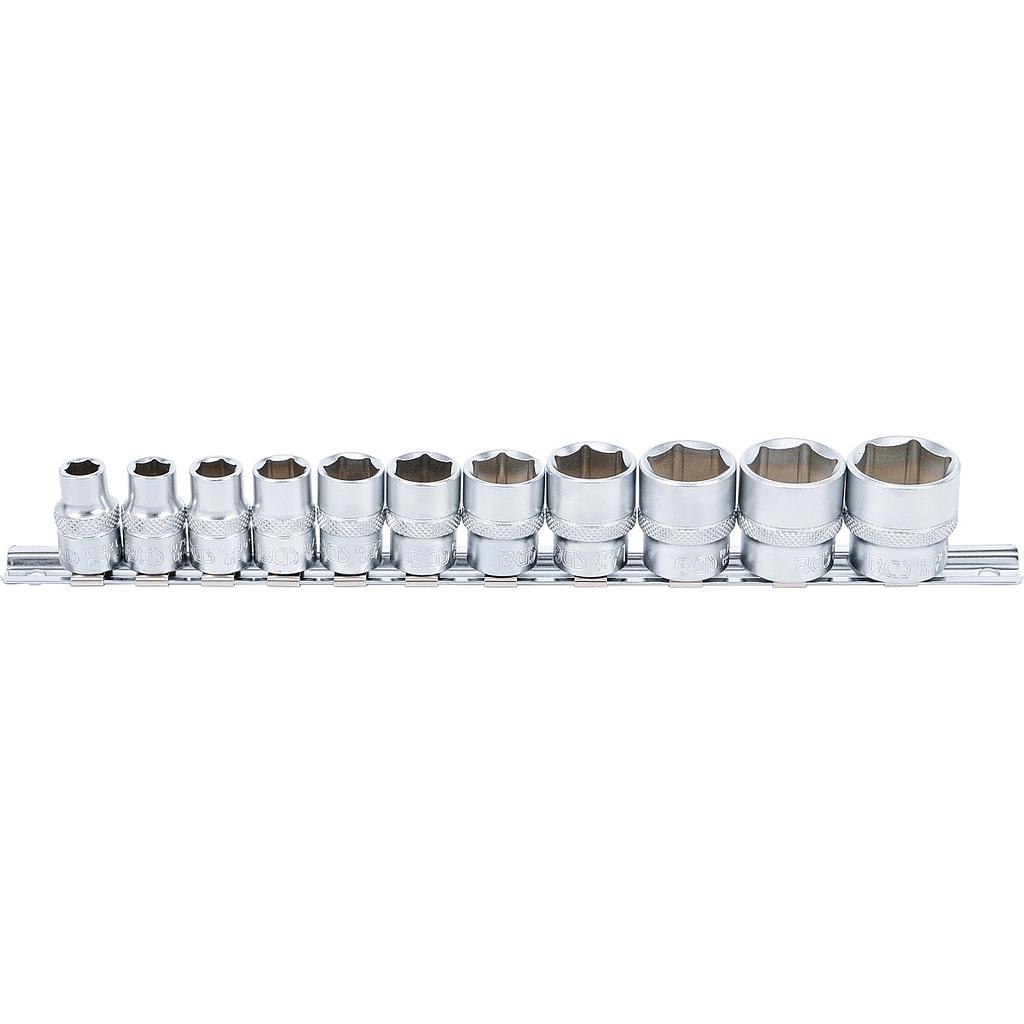Steckschlüssel-Einsatz-Satz, Sechskant | Antrieb Innenvierkant 10 mm (3/8&quot;) | SW 5/16&quot; - 7/8&quot; | 11-tlg.