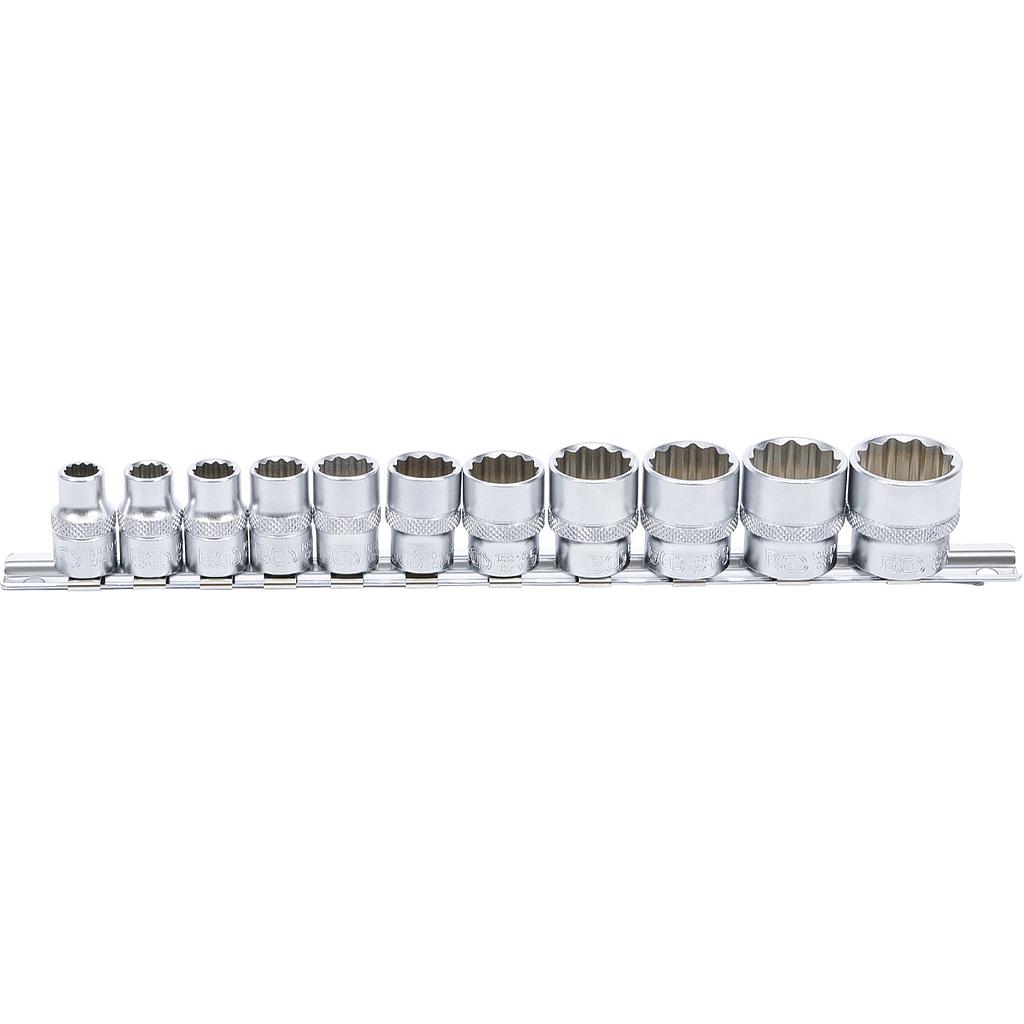 Steckschlüssel-Einsatz-Satz, Zwölfkant | Antrieb Innenvierkant 10 mm (3/8&quot;) | Zollgrößen | 11-tlg.