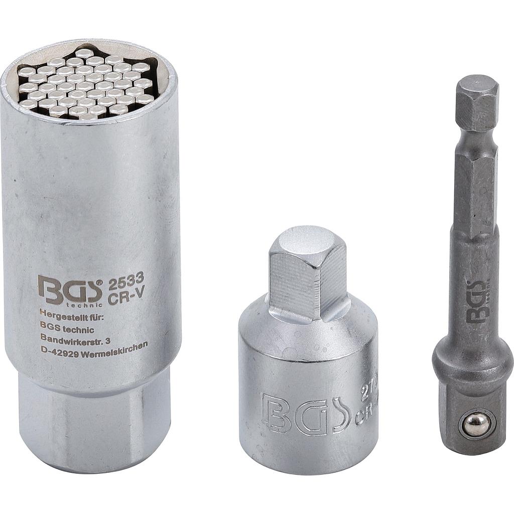 Multi-Einsatz mit Adapter-Satz | 10 mm (3/8&quot;) | SW 9 - 21 mm | 3-tlg.