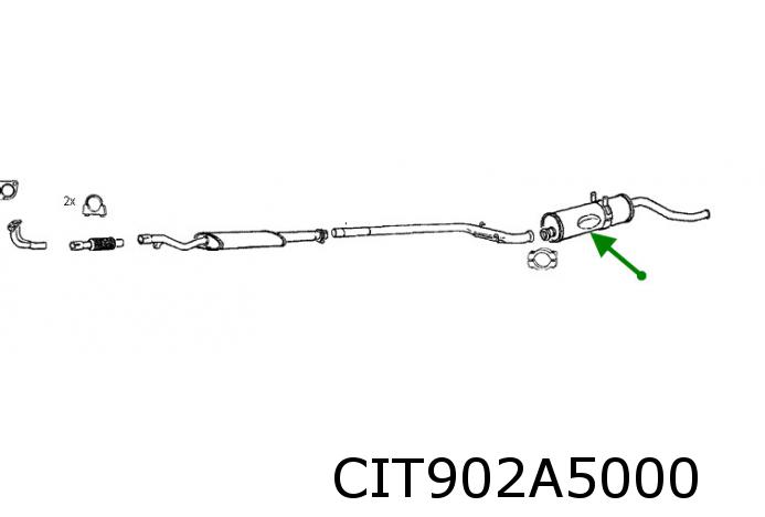 CX (2.0i/2.4i/2.5i/2.5D) achterdemper met chrome eindstuk