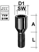 Bullone della ruota M12x1.25 Cono 60° SW-Stella L-36 schwarz